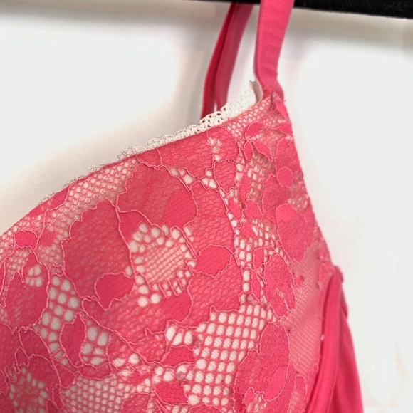 Victorias Secret BODY LINED DEMI Pink Lace Bra 32C - Picture 6 of 16